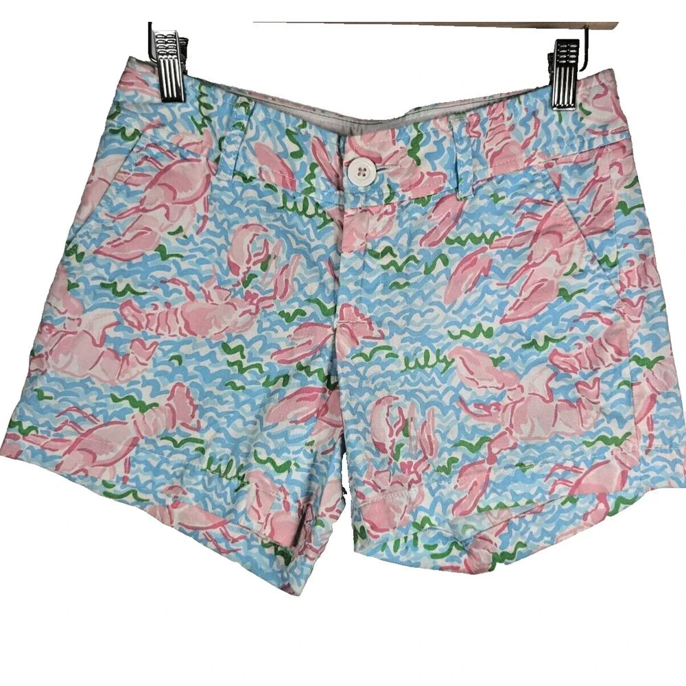 Lilly Pulitzer Callahan Short in Lobstah Roll Size 0 100% Cotton Blue Pink